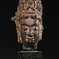 A very rare stone head of a bodhisattva, Longmen, <b>Northern</b> <b>Wei</b> <b>Dynasty</b> (386-535 AD)