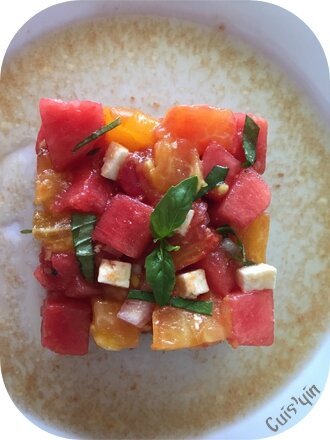 Salade de pastèques et tomates à la feta