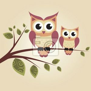 papier-peint-two-owls-on-the-tree-adorable