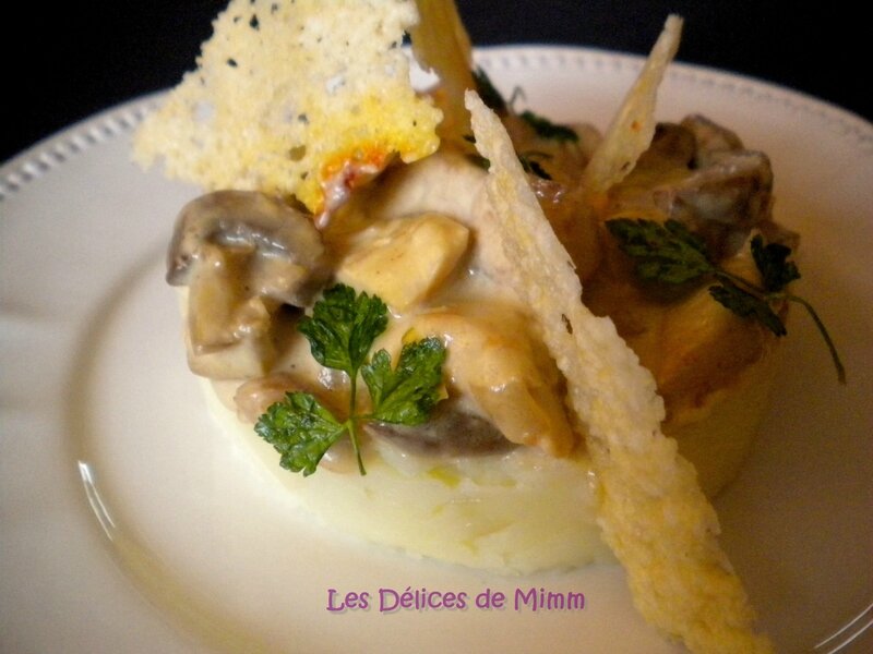 Emincés de dinde aux champignons et purée de pommes de terre aux échalotes confites 2