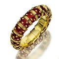 Two 18 Karat Gold, Diamond and enamel <b>bangle</b>-<b>bracelet</b>, Schlumberger for Tiffany & Co., France