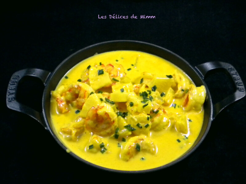Scampis au curry et à l’ananas