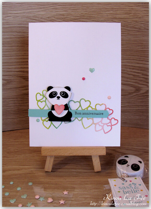 Carte Punch Art Panda + Coeurs 2