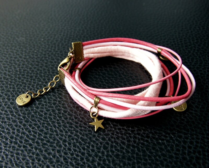 bracelet 2 tours rose 2