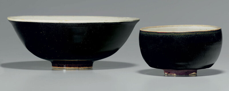 Two brownish-black and white-glazed pottery bowls,Song dynasty, 12th-13th century