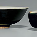 Two brownish-black and white-glazed pottery bowls,Song dynasty, 12th-13th century