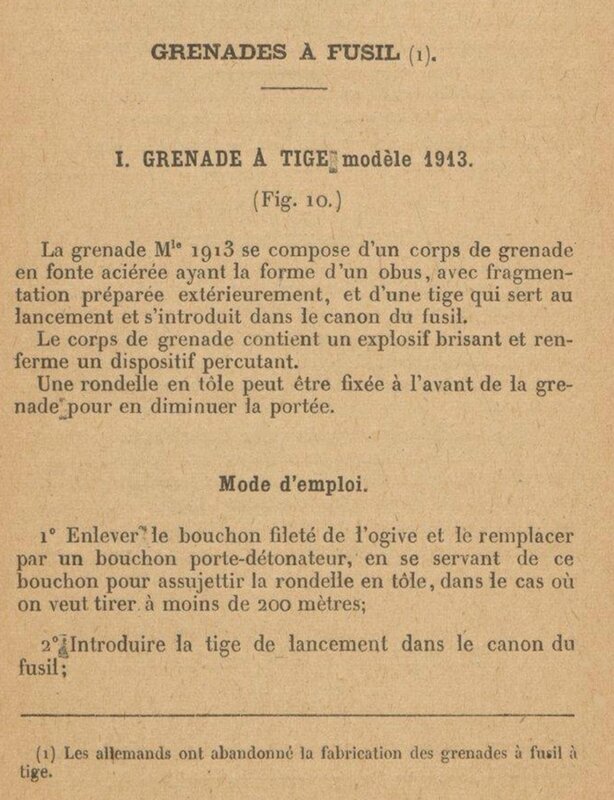 grenade fusil allemande modèle 1913 notice