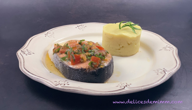 Darnes de saumon et sauce vierge aux herbes du jardin 2