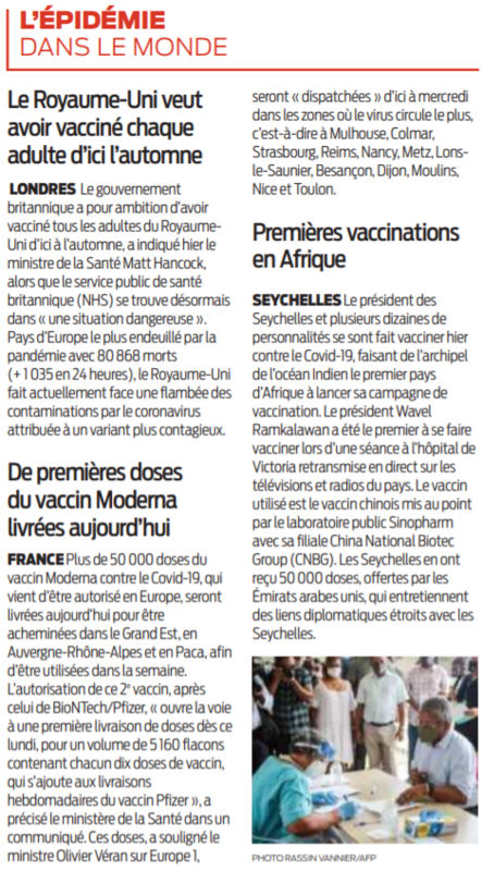 2021 01 11 SO L'épidémie dans le monde