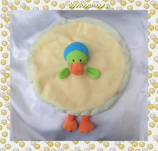 Doudou Peluche Plat Rond Canard Jaune Vert Bleu Creativtoys Minimi