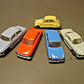 Norev, quelques micro miniatures de Norev de plus ! Deux Simca 1500, la <b>Panhard</b> <b>PL</b> <b>17</b>, la 2 CV et la Renault Floride !