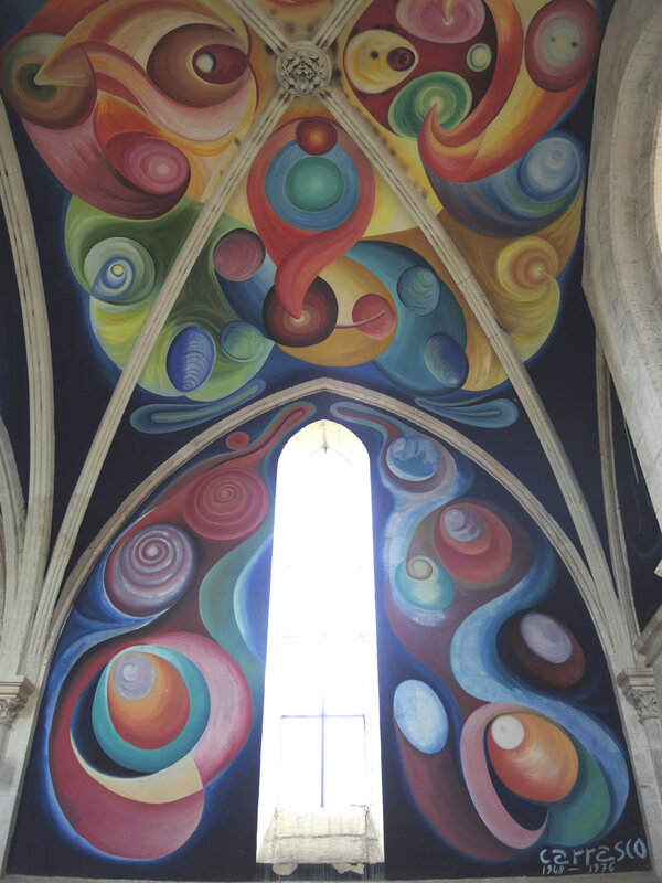 Le Menoux, église Notre-Dame, peintures, mur, signature
