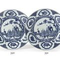 Two Chinese blue and white 'Pronk' dishes. Circa <b>1738</b> 
