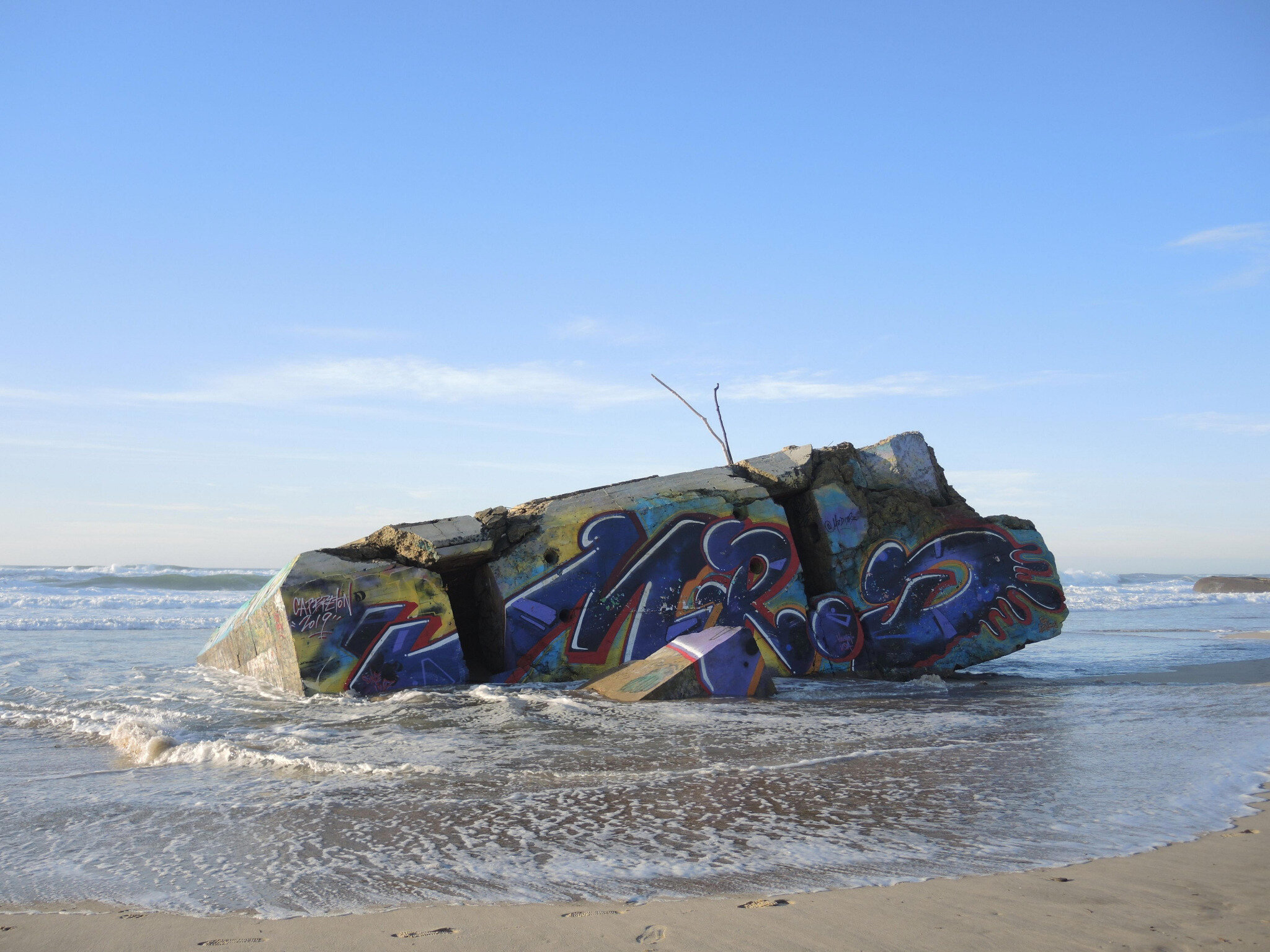 Capbreton, plage de la Piste, blockhaus et marée montante 2020 (40)