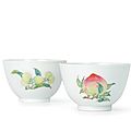 A fine and exquisite pair of 'famille-rose' 'sanduo' cups, <b>Yongzheng</b> <b>marks</b> and period (1723-1735)