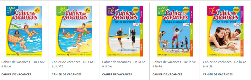 CAHIER DE VACANCES - EDITIONS MAGNARD - LIBRAIRIE PASSERELLES