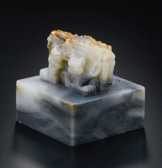 An imperial jade ‘Ba Zheng Mao Nian Zhi Bao’ seal, Qing dynasty ...