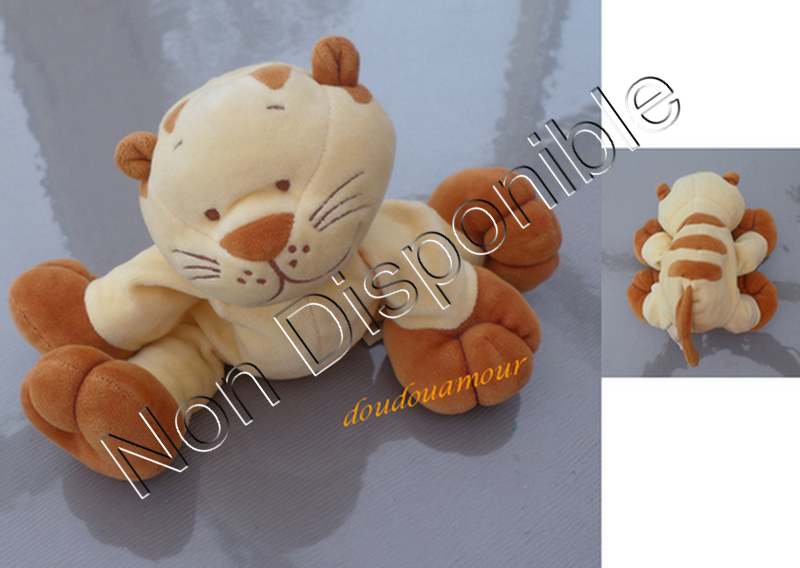 Doudou Peluche Tigre Chat Ecru Et Marron Noukie's