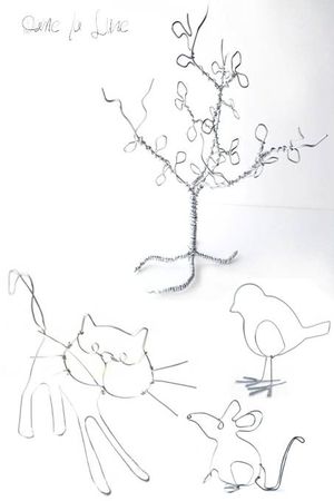 fil de fer_creation_arbre_chat_ souris_oiseau_dame_la_lune_figurine