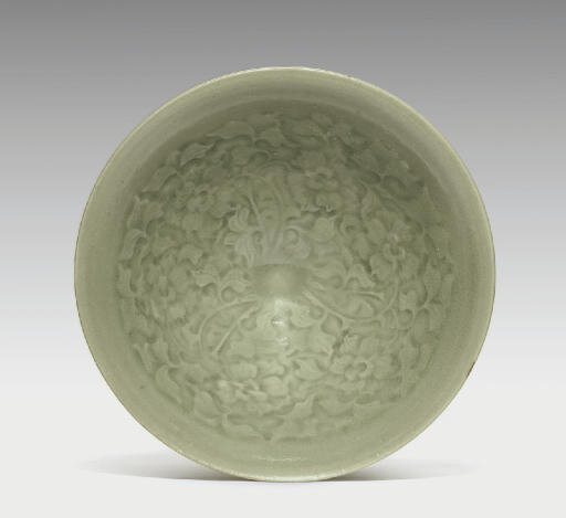 A Yaozhou celadon molded conical bowl, Northern Song dynasty (960-1127