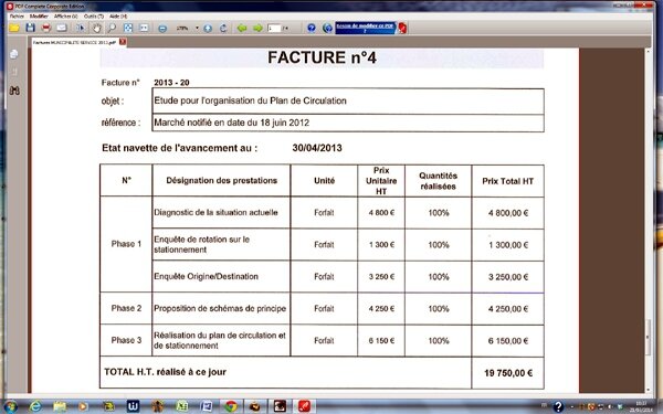 facture municipalité service