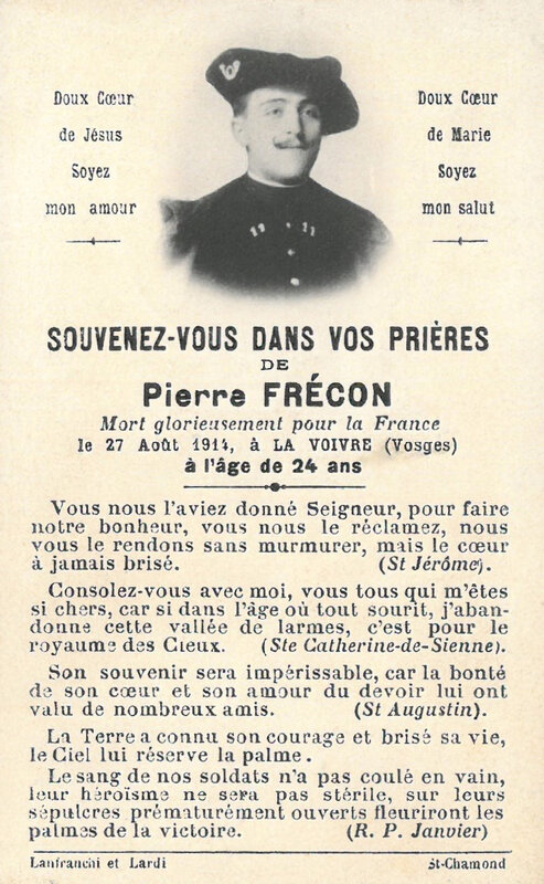 Pierre Frécon, image pieuse