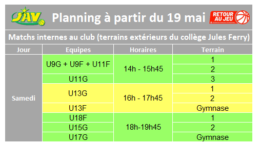 Planning des tournois internes