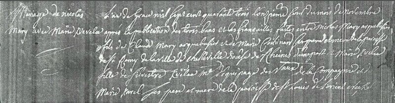 11 novembre 1743 mariage de Marie Quevelec et Nicolas Mary
