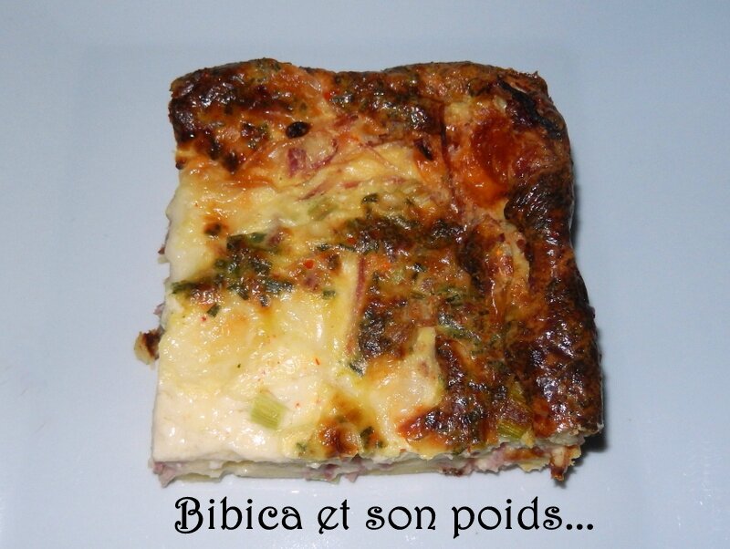Quiche sans pâte jambon-lardons-mozzarella part haut