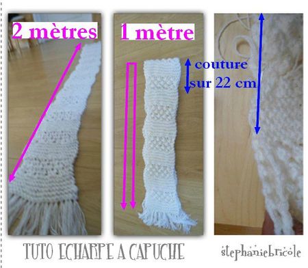 TUTO ECHARPE A CAPUCHE, comment tricoter une capuche