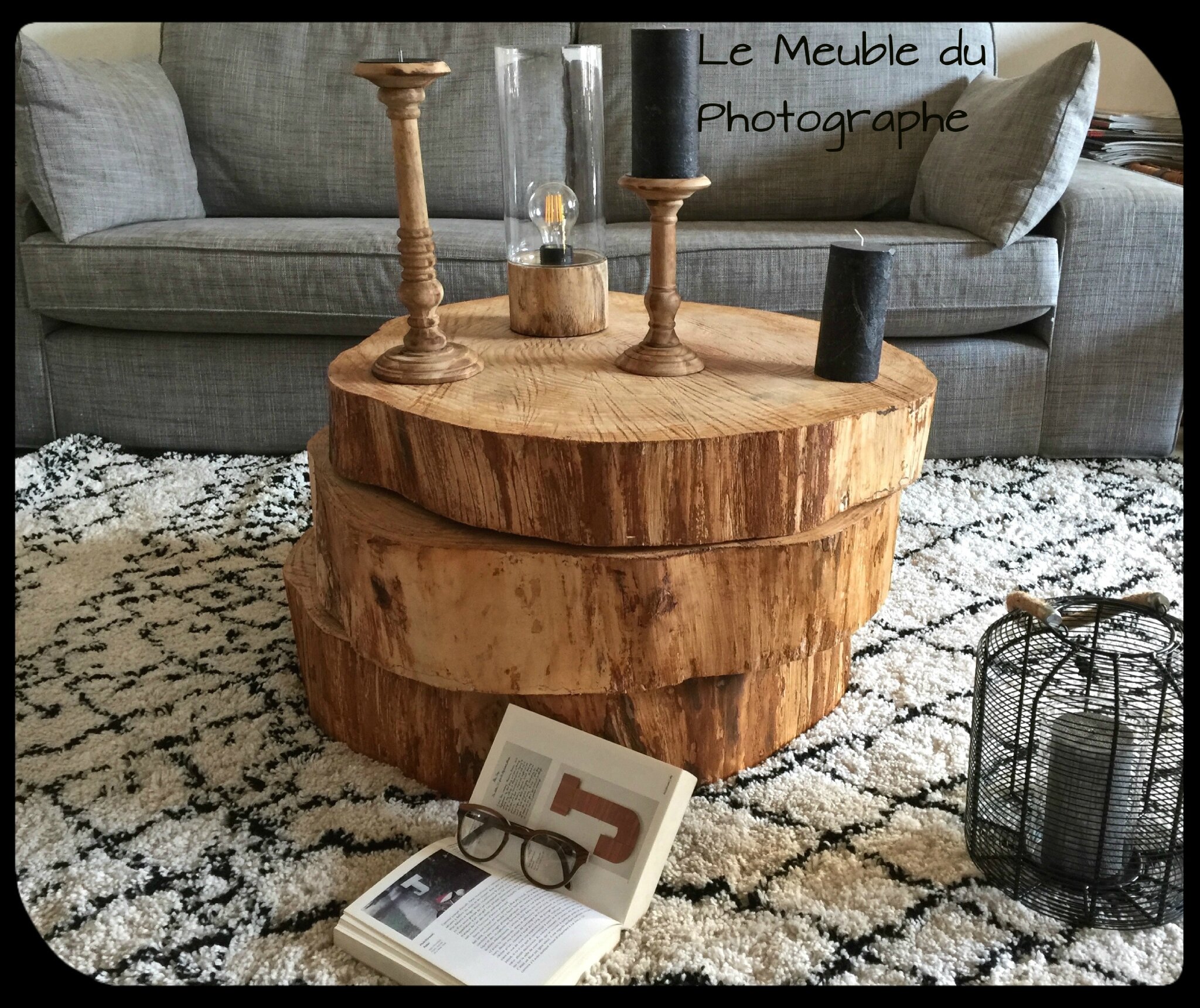 3 rondins table Le meuble du photographe