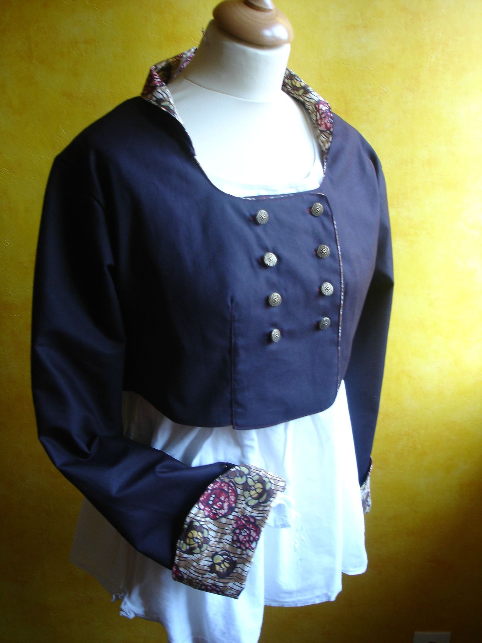 Veste Empire en popeline prune et balinais chocolat