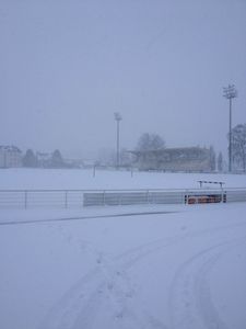 Avranches stade Fenouillère football neige 12 mars 2013