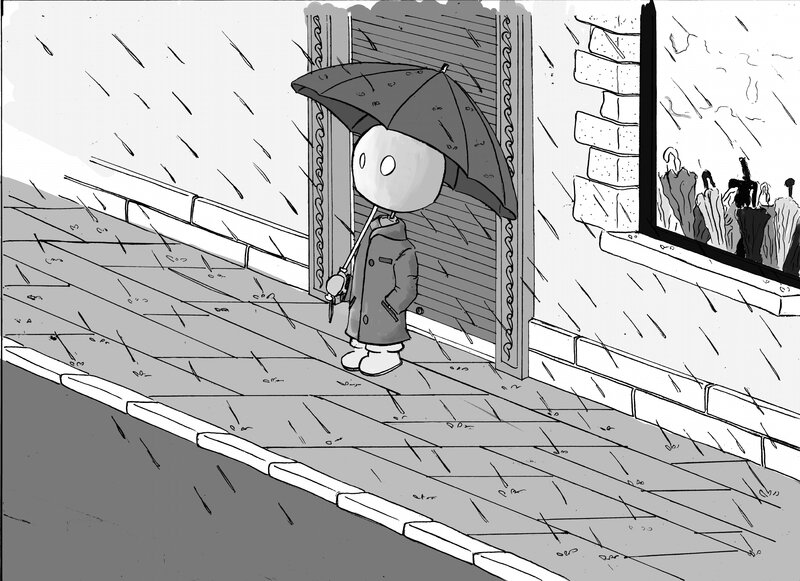 Emile au parapluie