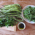 Green asparagus, broad <b>beans</b> and rocket salad