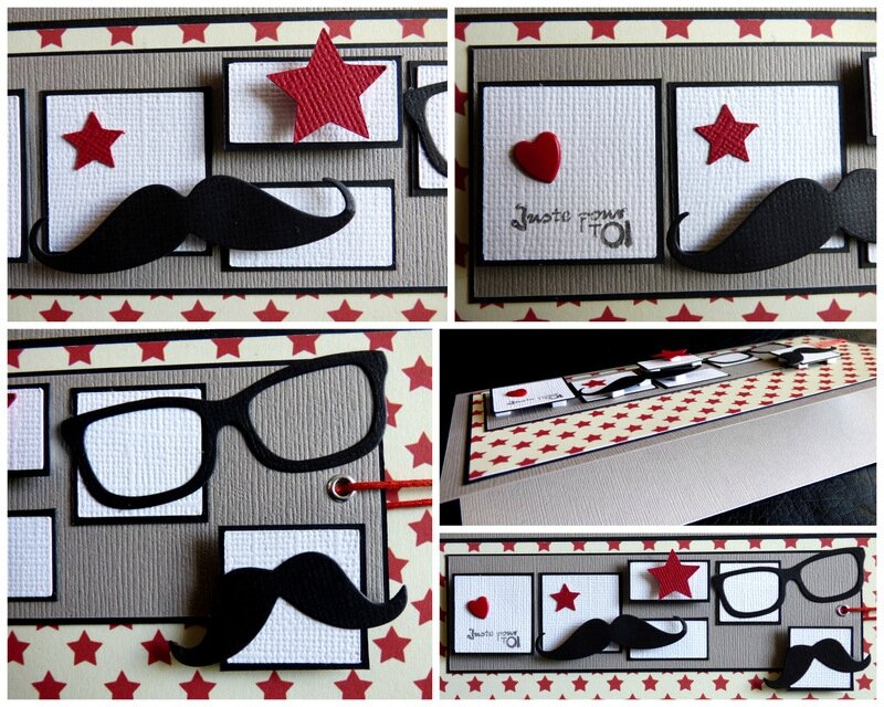 carte porte-billets moustaches étoiles et lunettes