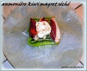 recettes plats Aumonière Magret Séché , Kiwi et Fromage de Chèvre