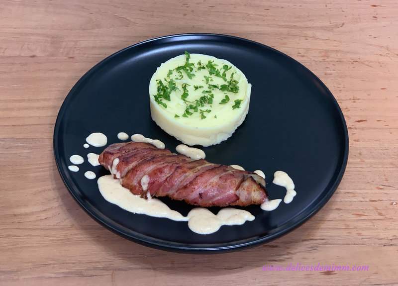 Filet de lieu noir en croûte de lard et crème de parmesan 4
