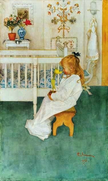 Carl Larsson Lisbeth et la tulipe jaune