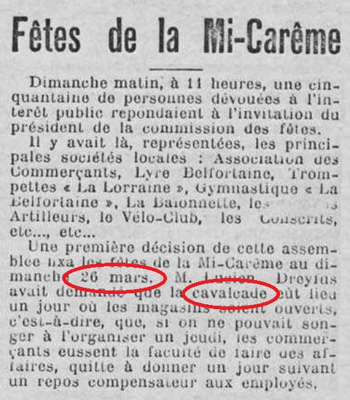 1922 02 18 Fêtes Mi carême La Frontière Cavalcade 26 mars