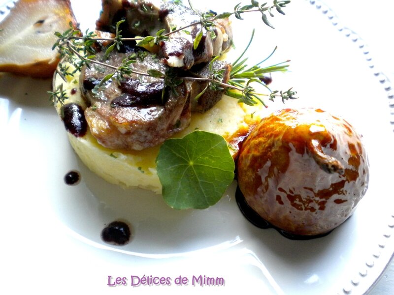 Côtes d’agneau au Sorcières, purée de panais et poires caramélisées au romarin 4