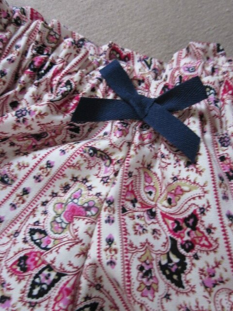 Culotte en coton imprimé cachemire marine et rose - noeud marine (3)