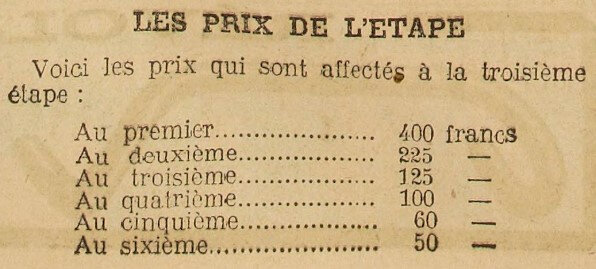 1910 07 06 Tour de France Primes L'Auto