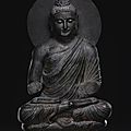 A monumental grey schist figure <b>of</b> seated Buddha <b>Ancient</b> <b>region</b> <b>of</b> <b>Gandhara</b>, Kushan period, first half <b>of</b> 3rd Century