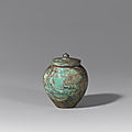 A small bronze <b>covered</b> <b>jar</b>, Tang Dynasty (A.D. 618-907)