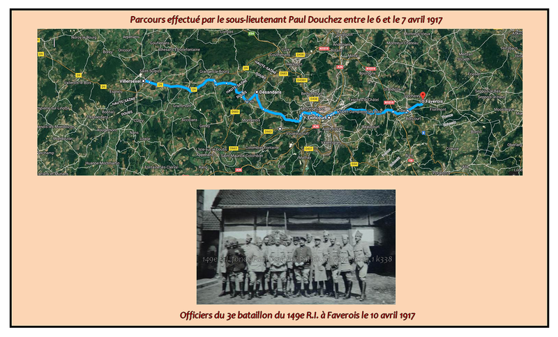 Parcours_effectu__par_le_sous_lieutenant_Paul_Douchez_les_6_et_7_avril_1917