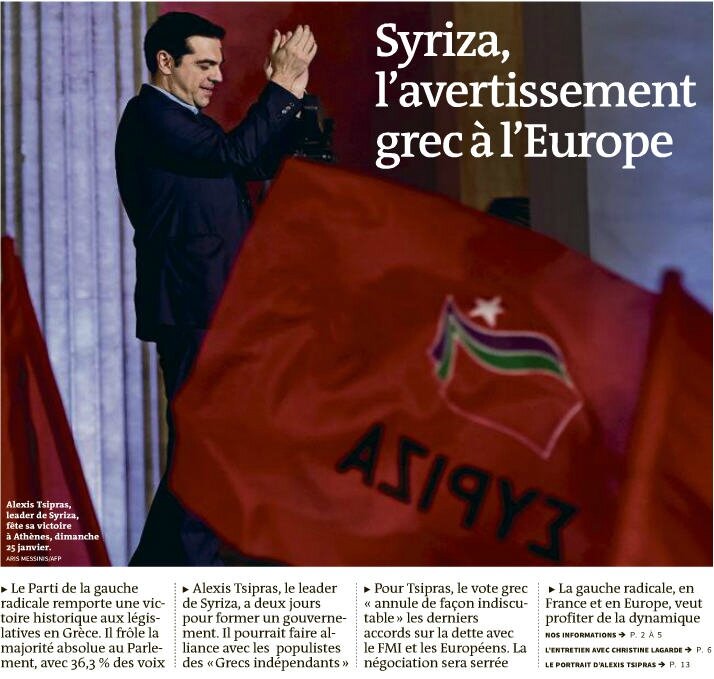 Victoire de Syriza Le Monde 27 janvier 2015