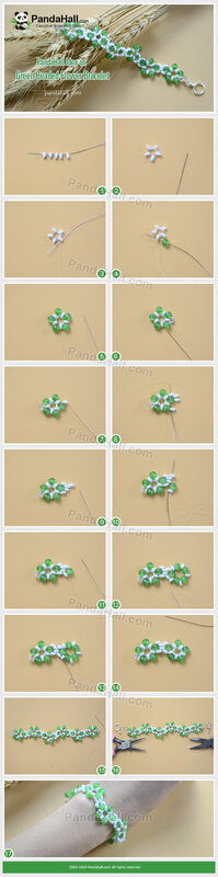 2-PandaHall-Idea-on-Green-Beaded-Flower-Bracelet