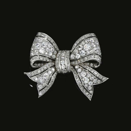 Diamond bow brooch, early 20th century