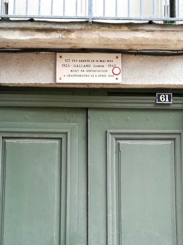 plaque Résistance, 61 rue de la République (2)